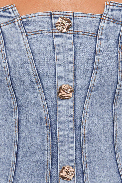 Katie Maxi Dress - Med Denim