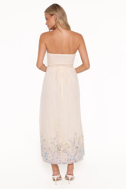 Kayt Strapless Dress - Embroidered Floral