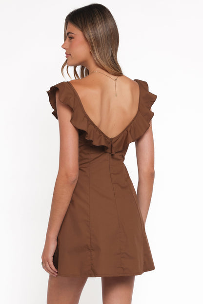 Lacey Mini Dress - Brown