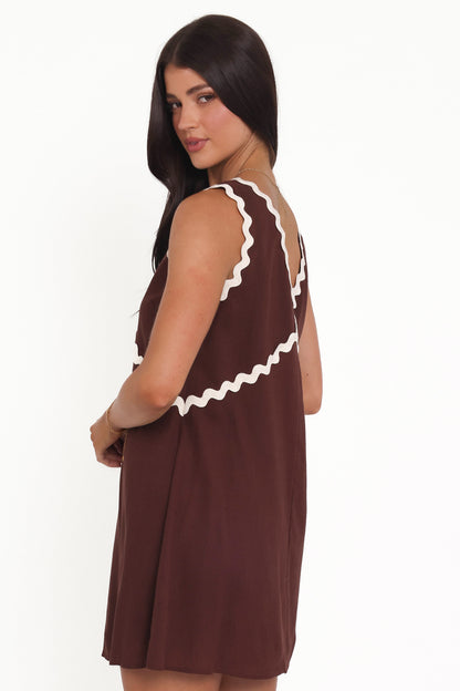 Lark Mini Dress - Brown