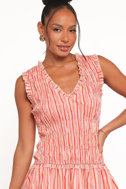 Leabrook Mini Dress - Peach Stripe