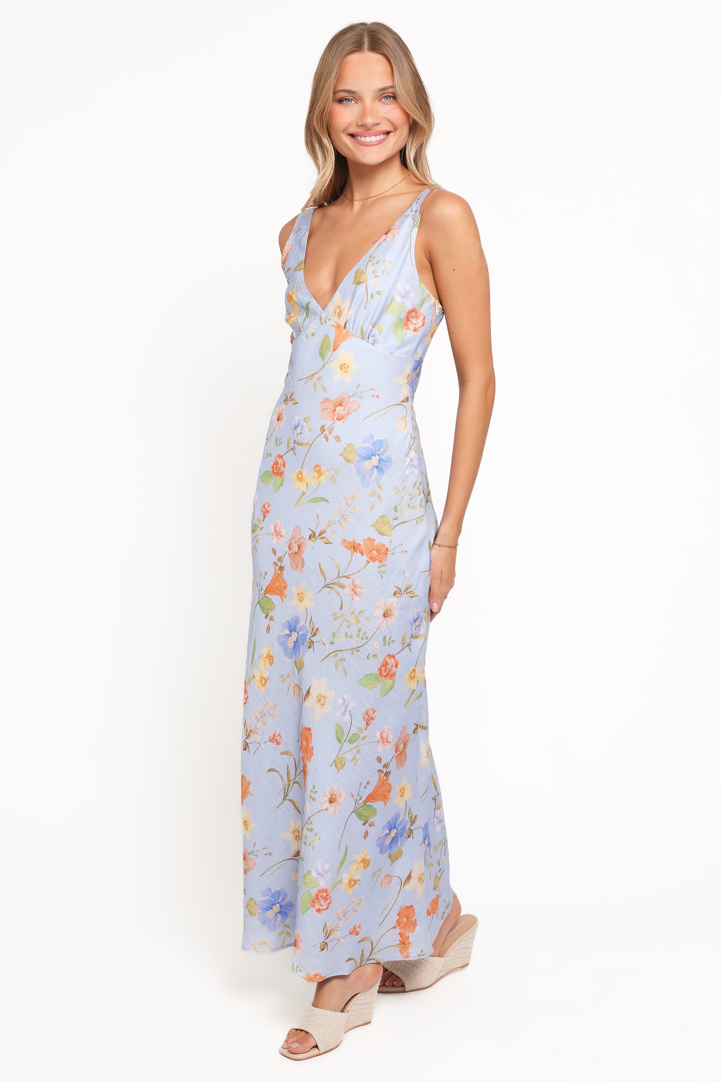 Lunaria Maxi Dress - Blue Floral