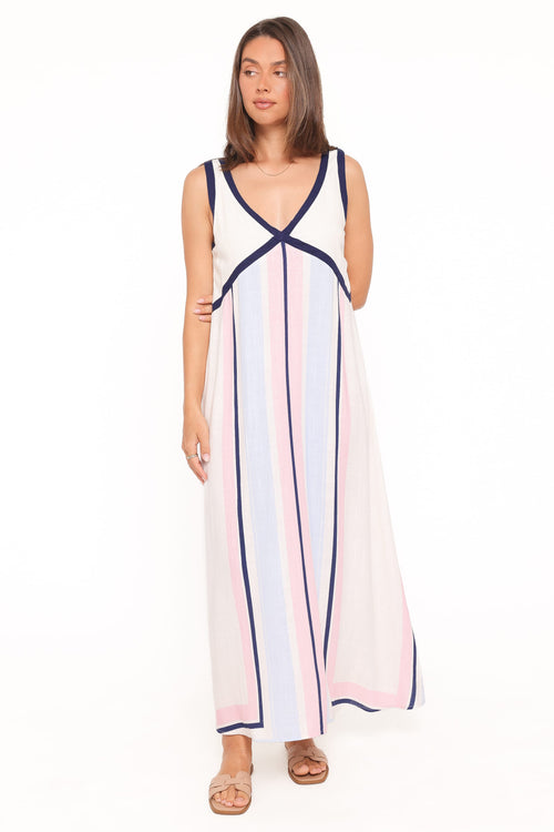 Mackay Maxi Dress - Blue/Pink Stripe