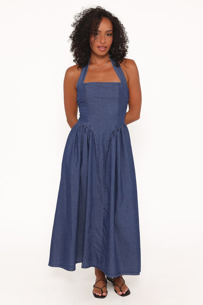 Milford Halterneck Midi Dress - Dark Denim