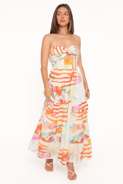 Sitara Strapless Midi Dress - Blue Alfresco Floral