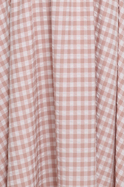 Siun Short Sleeve Midi Dress - Brown Gingham