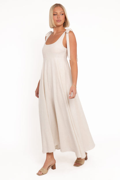 Valara Tie Shoulder Maxi Dress - Oatmeal