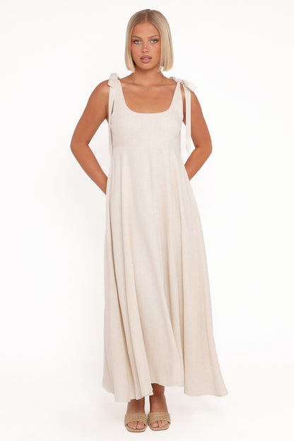 Valara Tie Shoulder Maxi Dress - Oatmeal