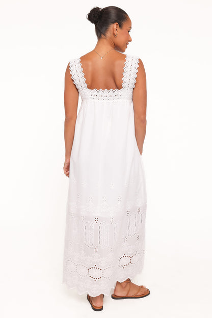 Winora Midi Dress - White Broderie