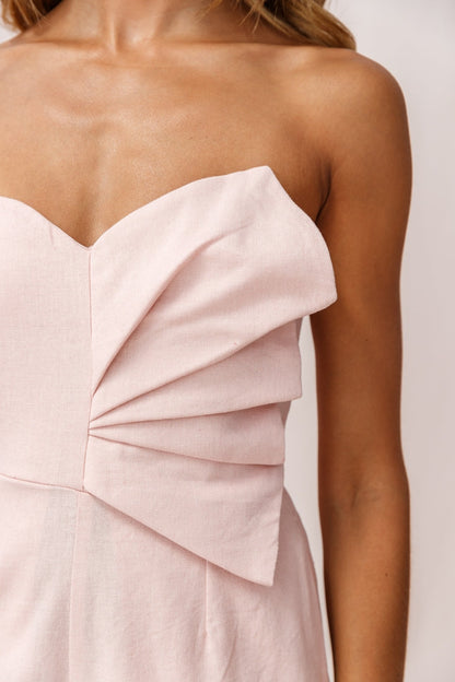 Call Me Wide-Leg Linen Bandeau Jumpsuit Blush